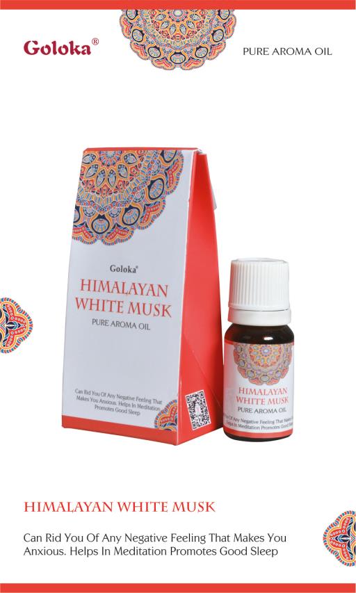 Goloka - Aid Charity while Enjoying Quality Himalayan White Musk Aroma Oil 10Ml 10Ml/ Bottle 12 Bottles/ Box