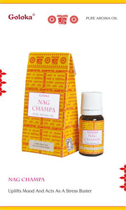 Goloka - Aid Charity while Enjoying Quality Nag Champa Aroma Oil 10Ml 10Ml/ Bottle 12 Bottles/ Box