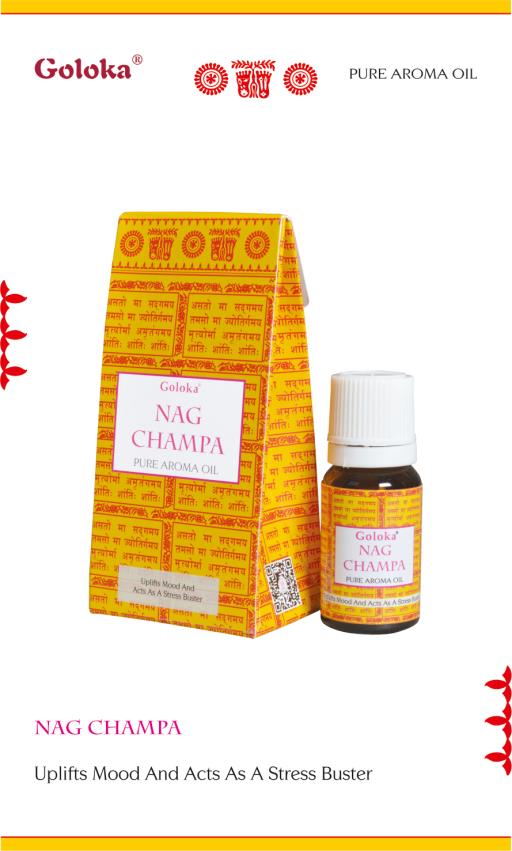 Goloka - Aid Charity while Enjoying Quality Nag Champa Aroma Oil 10Ml 10Ml/ Bottle 12 Bottles/ Box