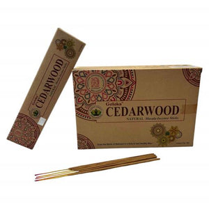 Goloka - Aid Charity while Enjoying Quality Organika Cedarwood Incense Sticks 15G 15G/ Pack 12 Packs/ Box