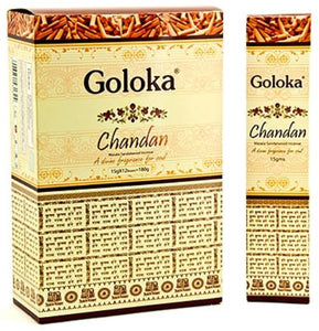 Goloka - Aid Charity while Enjoying Quality Premium Chandan Incense Sticks 15G 15G/ Pack 12 Packs/ Box