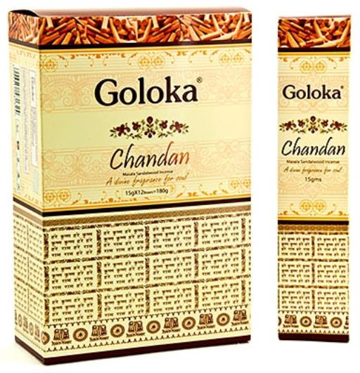 Goloka - Aid Charity while Enjoying Quality Premium Chandan Incense Sticks 15G 15G/ Pack 12 Packs/ Box