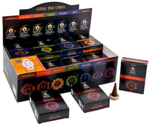 Goloka - Aid Charity while Enjoying Quality Chakra 7-In-One Incense Cones 10 Cones/ Pack 24 Packs/ Display Box