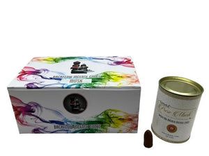 Goloka - Aid Charity while Enjoying Quality Musk Backflow Incense Cones 144 Pcs 1.5" 24 Cones (95G Approx.)/ Tin Canister 6 Tins/ Display Box