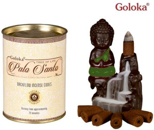 Goloka - Aid Charity while Enjoying Quality Palo Santo Backflow Incense Cones 144 Pcs 1.5" 24 Cones (95G Approx.)/ Tin Canister 6 Tins/ Display Box