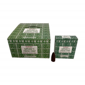 Goloka - Aid Charity while Enjoying Quality Nature'S Fresh Mint Backflow Incense Cones 120 Pcs 1.5" 10 Cones (37G Approx.)/ Pack 12 Packs/ Display Box