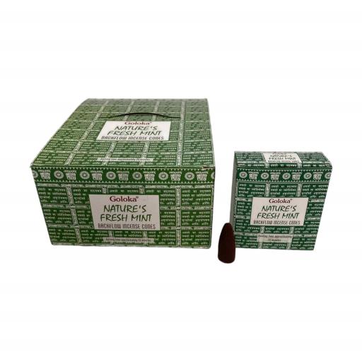 Goloka - Aid Charity while Enjoying Quality Nature'S Fresh Mint Backflow Incense Cones 120 Pcs 1.5