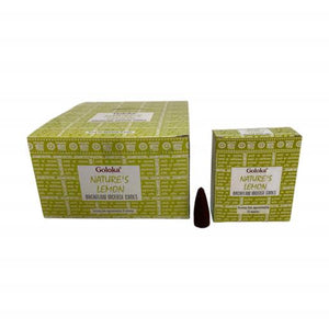 Goloka - Aid Charity while Enjoying Quality Nature'S Lemon Backflow Incense Cones 120 Pcs 1.5" 10 Cones (37G Approx.)/ Pack 12 Packs/ Display Box