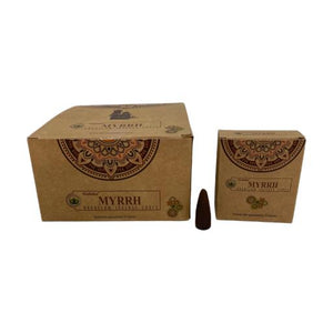 Goloka - Aid Charity while Enjoying Quality Myrrh Backflow Incense Cones 120 Pcs 1.5" 10 Cones (37G Approx.)/ Pack 12 Packs/ Display Box