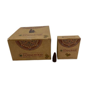 Goloka - Aid Charity while Enjoying Quality Sandalwood Backflow Incense Cones 120 Pcs 1.5" 10 Cones (37G Approx.)/ Pack 12 Packs/ Display Box