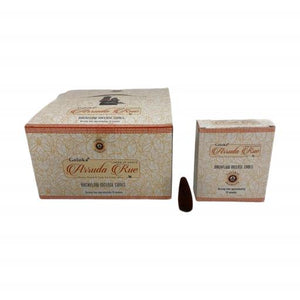 Goloka - Aid Charity while Enjoying Quality Arruda Rue Backflow Incense Cones 120 Pcs 1.5" 10 Cones (37G Approx.)/ Pack 12 Packs/ Display Box