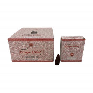 Goloka - Aid Charity while Enjoying Quality Dragon Blood Backflow Incense Cones 120 Pcs 1.5" 10 Cones (37G Approx.)/ Pack 12 Packs/ Display Box