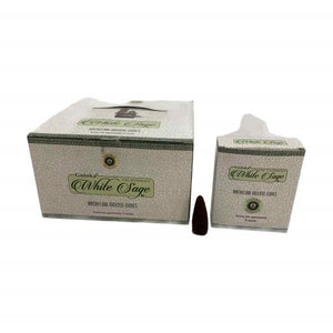 Goloka - Aid Charity while Enjoying Quality White Sage Backflow Incense Cones 120 Pcs 1.5" 10 Cones (37G Approx.)/ Pack 12 Packs/ Display Box