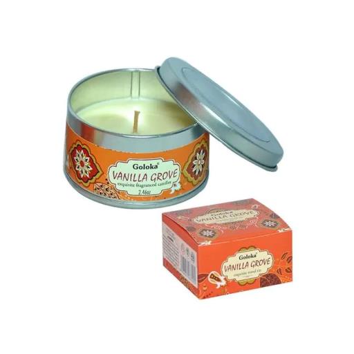 Goloka - Aid Charity while Enjoying Quality Vanilla Grove Travel Tin Candle 2.46Oz/ Tin With 6-10 Hour Burn Time