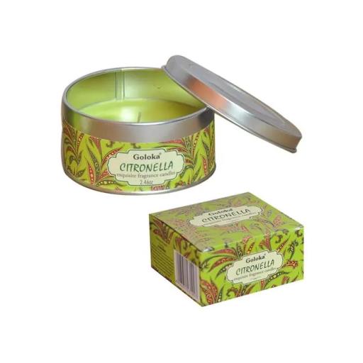 Goloka - Aid Charity while Enjoying Quality Citronella Travel Tin Candle 2.46Oz/ Tin With 6-10 Hour Burn Time