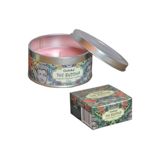 Goloka - Aid Charity while Enjoying Quality The Buddha Travel Tin Candle 2.46Oz/ Tin With 6-10 Hour Burn Time