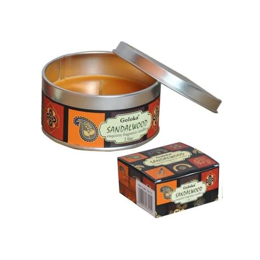 Goloka - Aid Charity while Enjoying Quality Sandalwood Travel Tin Candle 2.46Oz/ Tin With 6-10 Hour Burn Time