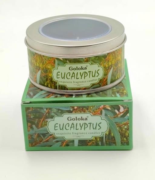 Goloka - Aid Charity while Enjoying Quality Eucalyptus Travel Tin Candle 2.46Oz/ Tin With 6-10 Hour Burn Time