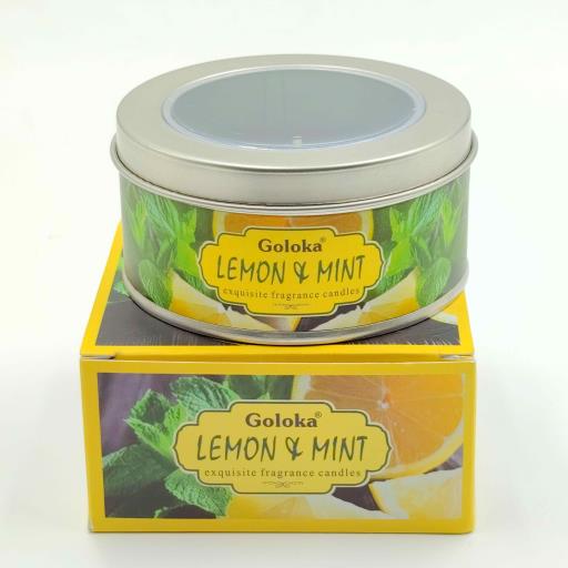 Goloka - Aid Charity while Enjoying Quality Lemon & Mint Travel Tin Candle 2.46Oz/ Tin With 6-10 Hour Burn Time