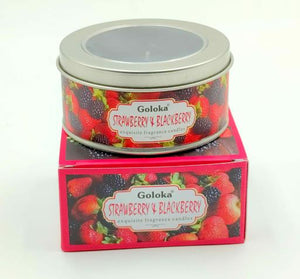 Goloka - Aid Charity while Enjoying Quality Strawberry & Blackberry Travel Tin Candle 2.46Oz/ Tin With 6-10 Hour Burn Time