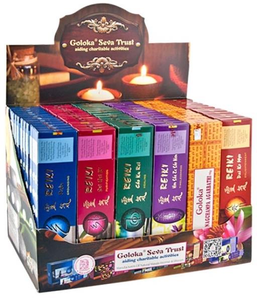 Goloka - Aid Charity while Enjoying Quality Reiki Series'S With Nag Champa 6 Doz 15G Display 