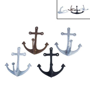 Blue Harbour Cast Iron Vintage Rustic Anchor Wall Mount Key Towel Hat Or Cloth Hook/ Cloth Hanger Assorted 4 Bronze Silver White & Black