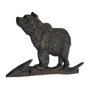 Western Flare Cast Iron Clothes Hanger Bear Dark Brown