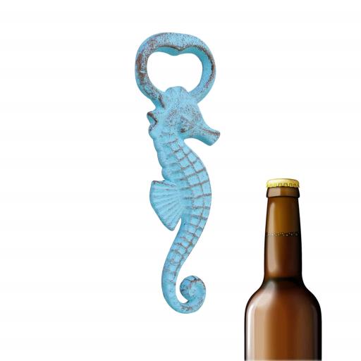 Blue Harbour Cast Iron Bottle Opener Seahorse Sea Blue