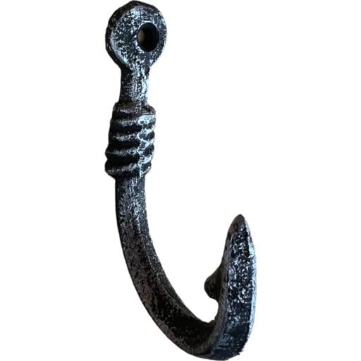 Blue Harbour Cast Iron Clothes Fishing Single Wall Mount Rustic Silver/ Black Metallic Hanger/Hook 