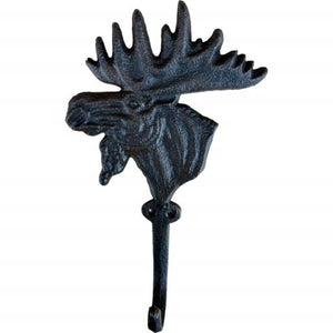 Western Flare Cast Iron Rustic Metallic Intense Brown Moose Head Wall Mount Key Towel Hat Or Cloth Hook/ Cloth Hanger 