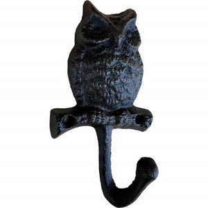 Western Flare Cast Iron Rustic Metallic Intense Brown Owl Wall Mount Key Towel Hat Or Cloth Hook/ Cloth Hanger 