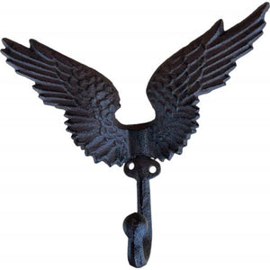 Western Flare Cast Iron Rustic Vintage Metallic Brown Eagle Wings Wall Mount Key Towel Hat Or Cloth Hook/ Cloth Hanger 