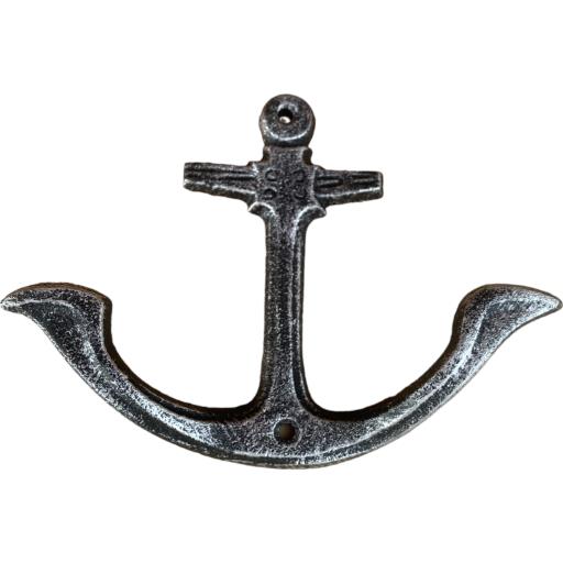 Blue Harbour Cast Iron Vintage Rustic Black Facaler Wall Mount Anchor With Two Flat Hooks 