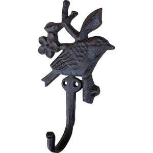 Western Flare Cast Iron Rustic Metallic Brown Bird On Branch Wall Mount Key Coat Towel Hat Cloth Hook/ Cloth Hanger 