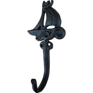 Blue Harbour Cast Iron Rustic Metallic Brown Sail Boat Wall Mount Key Towel Hat Or Cloth Hook/ Cloth Hanger 