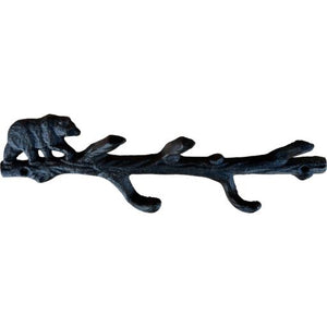 Western Flare Cast Iron Rustic Metallic Brown Bear On The Log Wall Mount Key Towel Hat Or Cloth Hooks/ Clothes Hanger 