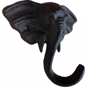 Western Flare Cast Iron Rustic Metallic Brown/Black Elephant Head Wall Mount Key Towel Hat Or Cloth Hooks/ Clothes Hanger 