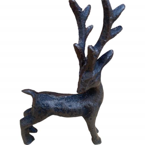 Western Flare Cast Iron Rustic Metallic Brown Deer Statue Looking Backward 