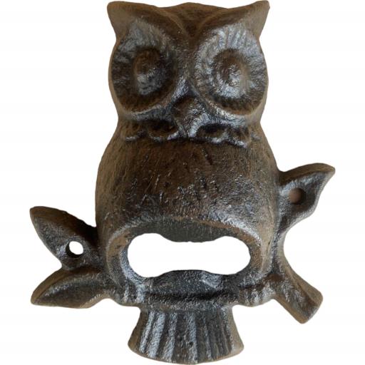 Western Flare Cast Iron Rustic Metallic Dark Brown Owl Wall Mount Bottle Opener 