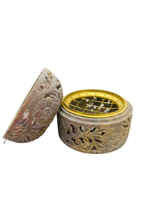 ZenN Charcoal Burner Leaf Design With Brass Jali Natural Product Colour