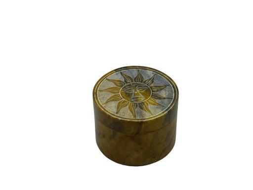 ZenN Trinket Box Engraved Sun Assorted Colours Natural Yellow Tones Dark Yellow Natural Product Colour & Size May Vary