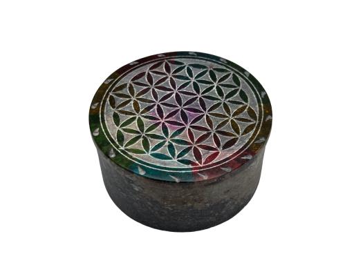 ZenN Trinket Box Engraved Flower Of Life Blue Burgundy Green Orange Yellow Magenta Grey Natural Pr