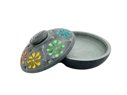 ZenN Trinket Box Engraved Flower In Seven Chakra Colors Purple Indigo Blue Green Yellow OrangeRed Natural Product