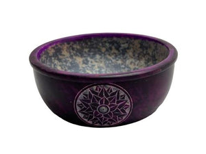 ZenN Smudge Bowl Crown Chakra Engraved Purple Natural Grey Natural Product Colour & Size May Vary