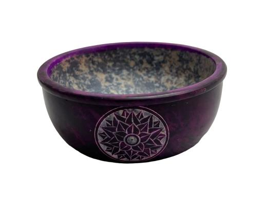 ZenN Smudge Bowl Crown Chakra Engraved Purple Natural Grey Natural Product Colour & Size May Vary