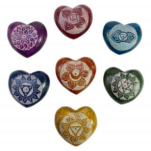 ZenN Ash Catcher Heart Shape Incense Burner Carving Seven Chakra Set Of 7 Handcrafted Natural Stone Product Colour & Size May Vary