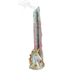 ZenN Tower Incense Burner Unicorn Head White SilverGold Pink