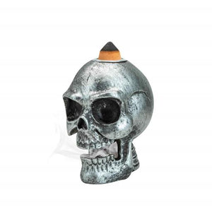 ZenN Backflow Incense Burner Skull Head Black + Silver