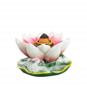 ZenN Backflow Incense Burner Lotus Green White Pink