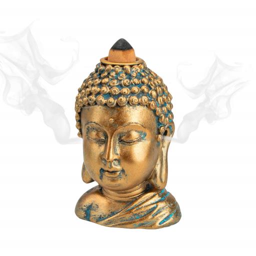 ZenN Backflow Incense Burner Buddha Head Gold